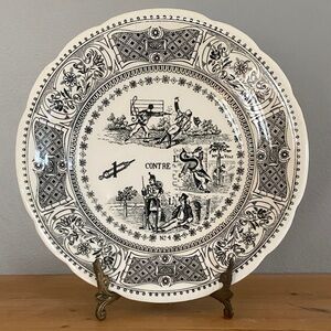 Antique Gien "Rebus" series transferware plate, number 4.